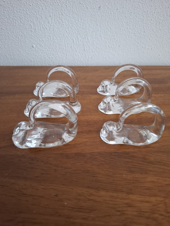 Image 1 of Artistic Set Of 6 Handmade Glass Napkin Rings