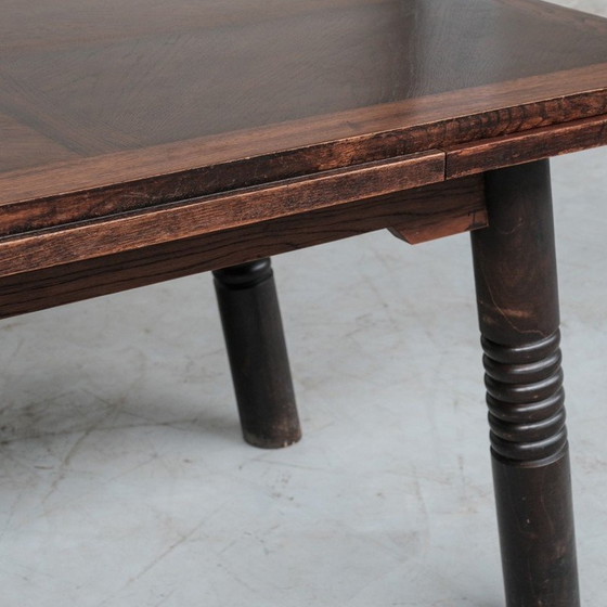 Image 1 of Vintage extendable oak dining table, France 1930