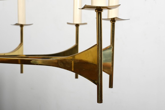 Image 1 of High Quality Ten Armed Brass Chandelier 1960s.