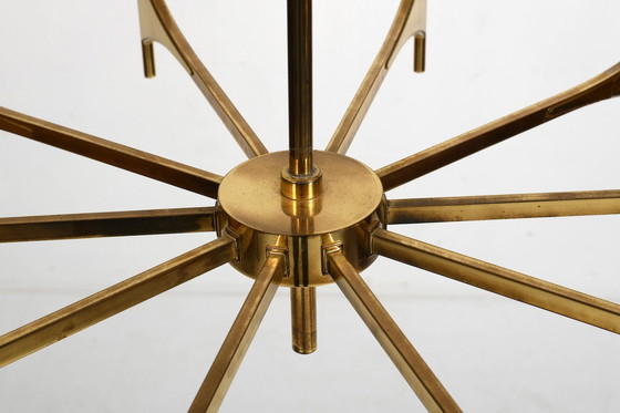 Image 1 of High Quality Ten Armed Brass Chandelier 1960s.