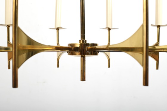 Image 1 of High Quality Ten Armed Brass Chandelier 1960s.