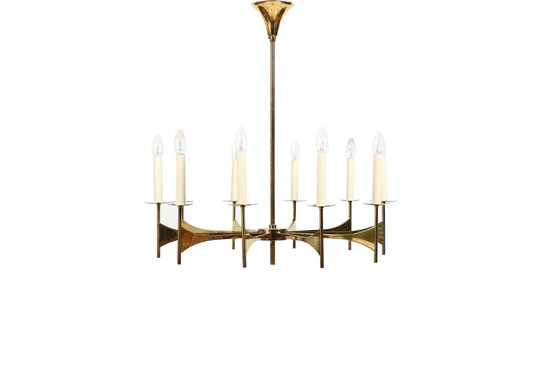 Image 1 of High Quality Ten Armed Brass Chandelier 1960s.