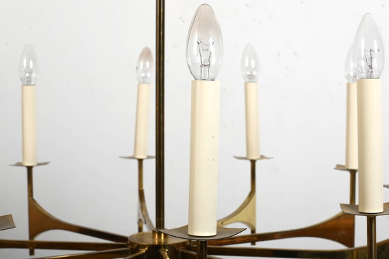 Image 1 of High Quality Ten Armed Brass Chandelier 1960s.