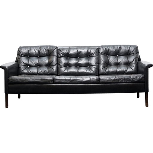 Vintage "Cube" 3-seater leather sofa for Kill International, Germany 1969