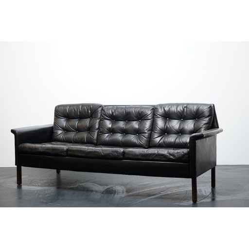 Vintage "Cube" 3-seater leather sofa for Kill International, Germany 1969