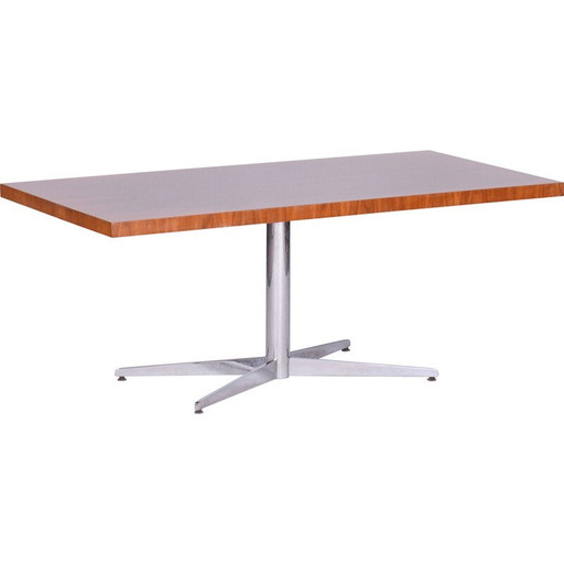 Vintage steel and walnut coffee table, Czechoslovakia 1969