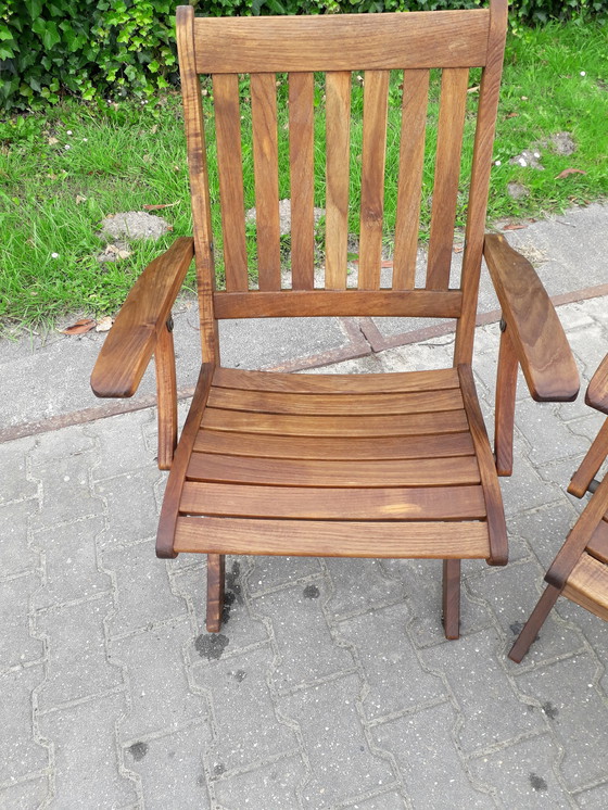 Image 1 of 3 Teak and Garden Ocean teak folding chairs with Lambert Outdoor cushions