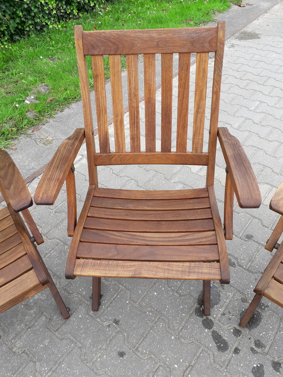 Image 1 of 3 Teak and Garden Ocean teak folding chairs with Lambert Outdoor cushions