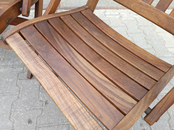 Image 1 of 3 chaises pliantes en teck de Teak and Garden Ocean avec coussins Lambert Outdoor