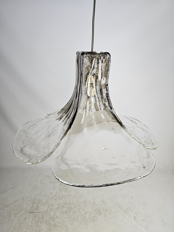 Image 1 of Tulip Pendant Ice Glass Carlo Nason For Kalmar Franks