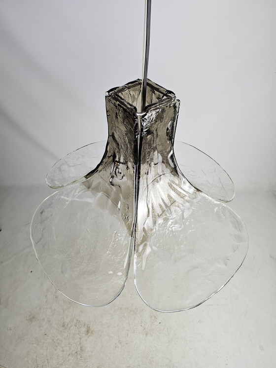 Image 1 of Tulip Pendant Ice Glass Carlo Nason For Kalmar Franks