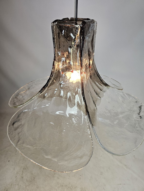 Image 1 of Tulip Pendant Ice Glass Carlo Nason For Kalmar Franks