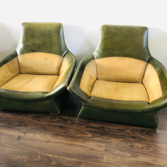 Image 1 of Pair of vintage leather armchairs by Gimson and Slater, 1970