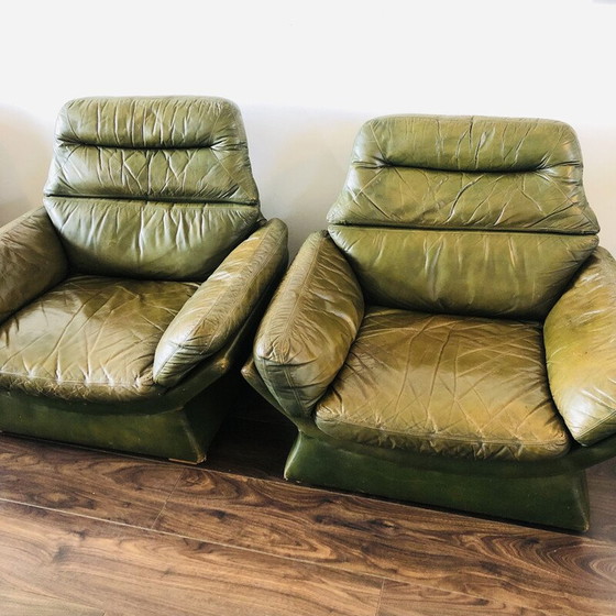 Image 1 of Pair of vintage leather armchairs by Gimson and Slater, 1970