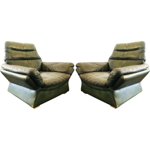 Pair of vintage leather armchairs by Gimson and Slater, 1970