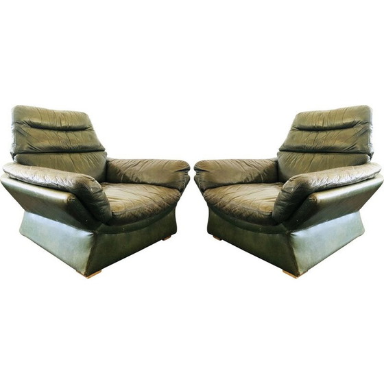 Image 1 of Pair of vintage leather armchairs by Gimson and Slater, 1970