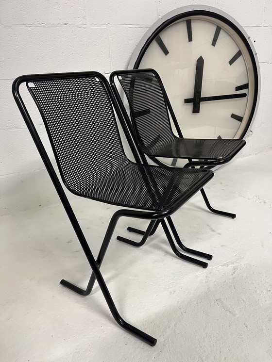 Image 1 of 2X Arrben Canguro Chair, Black Perforated Metal, Stackable