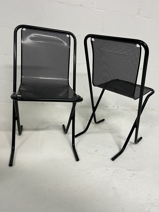 Image 1 of 2X Arrben Canguro Chair, Black Perforated Metal, Stackable