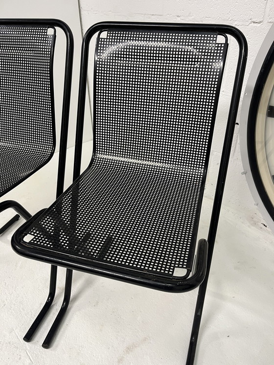 Image 1 of 2X Arrben Canguro Chair, Black Perforated Metal, Stackable