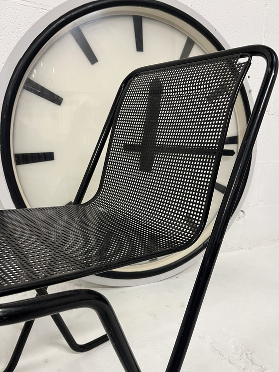 Image 1 of 2X Arrben Canguro Chair, Black Perforated Metal, Stackable