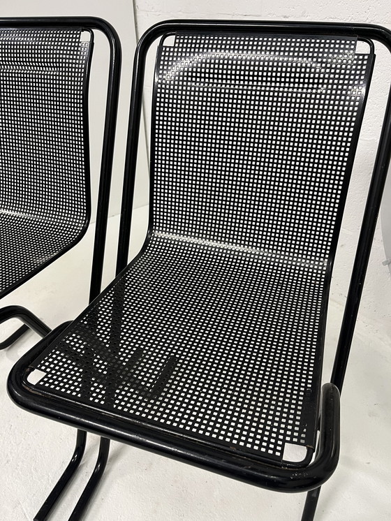 Image 1 of 2X Arrben Canguro Chair, Black Perforated Metal, Stackable