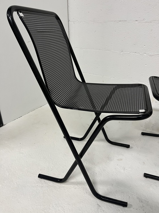 Image 1 of 2X Arrben Canguro Chair, Black Perforated Metal, Stackable