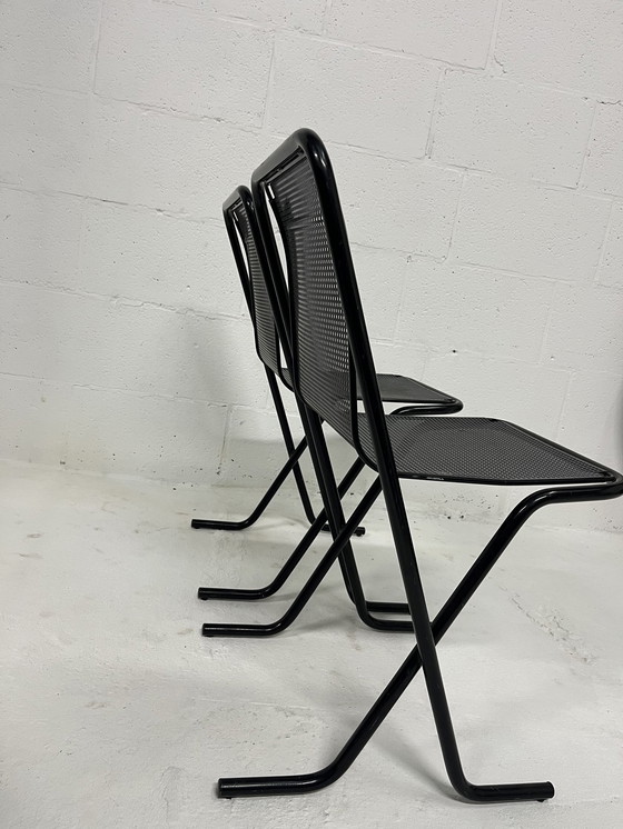 Image 1 of 2X Arrben Canguro Chair, Black Perforated Metal, Stackable