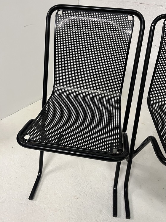 Image 1 of 2X Arrben Canguro Chair, Black Perforated Metal, Stackable