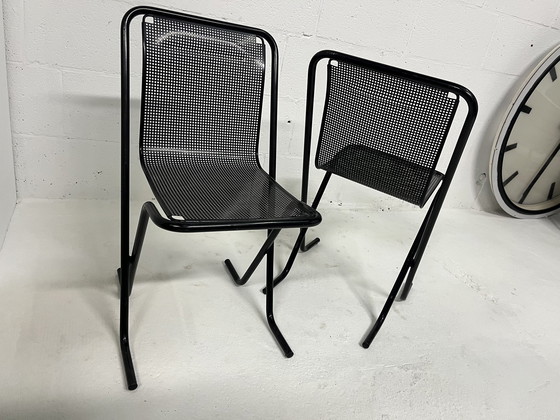 Image 1 of 2X Arrben Canguro Chair, Black Perforated Metal, Stackable