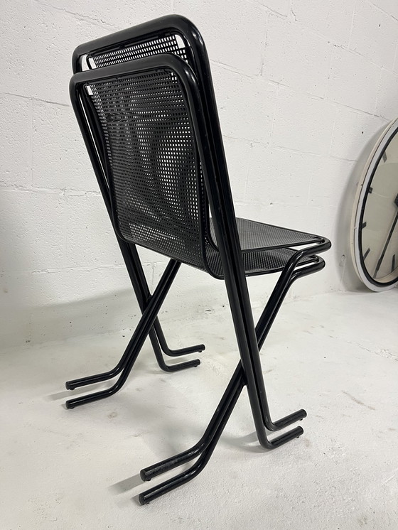 Image 1 of 2X Arrben Canguro Chair, Black Perforated Metal, Stackable