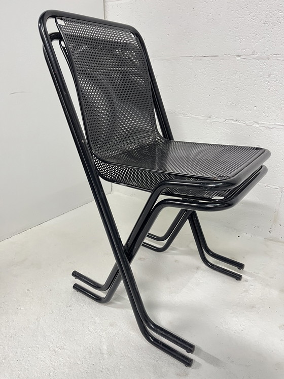 Image 1 of 2X Arrben Canguro Chair, Black Perforated Metal, Stackable