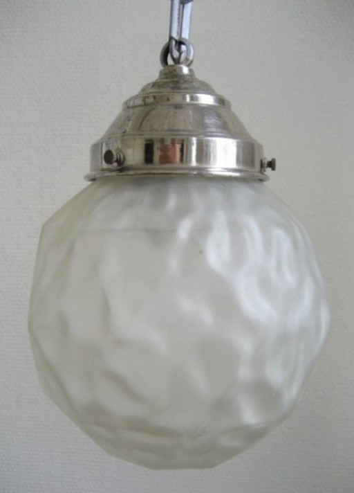 Art Deco pendant lamp with frosted glass globe