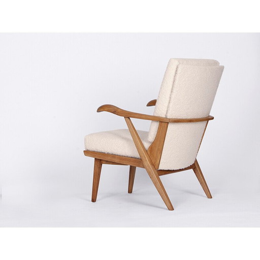 Mid century boucle armchair, Czechoslovakia 1960s