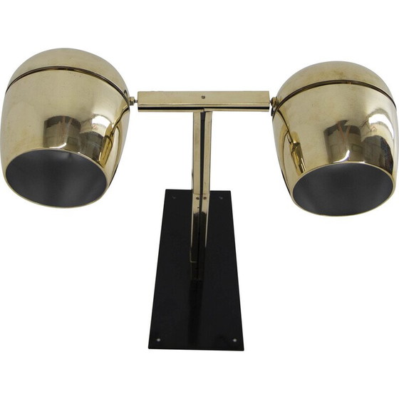 Image 1 of Vintage wall lamp with two brass shades by Napako, Czechoslovakia 1970s