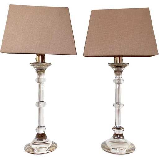 Pair of vintage Val Saint Lambert Tiffany table lamps by Ingo Mauro