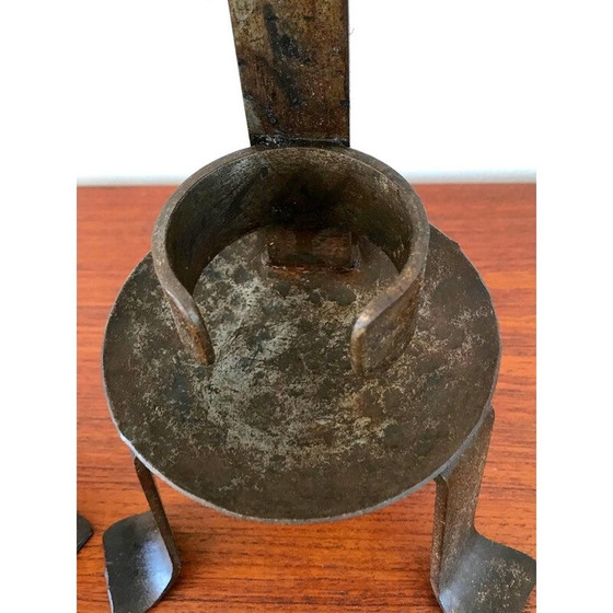 Image 1 of Coppia di candelieri d'epoca Popular Art in ferro battuto, 1970