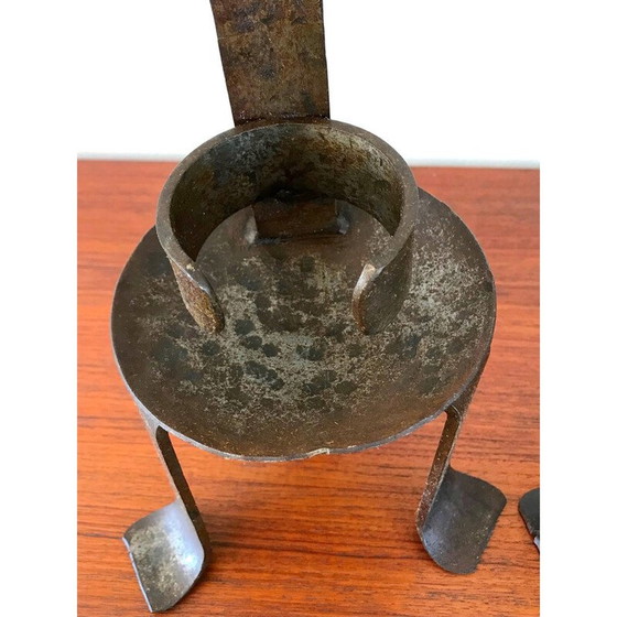 Image 1 of Coppia di candelieri d'epoca Popular Art in ferro battuto, 1970