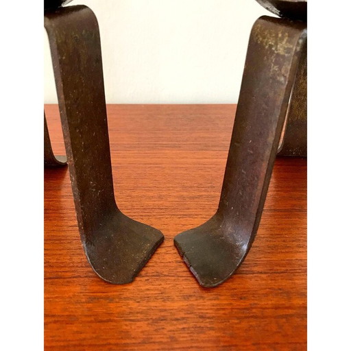 Pair of vintage Popular Art candlesticks in wrought iron, 1970