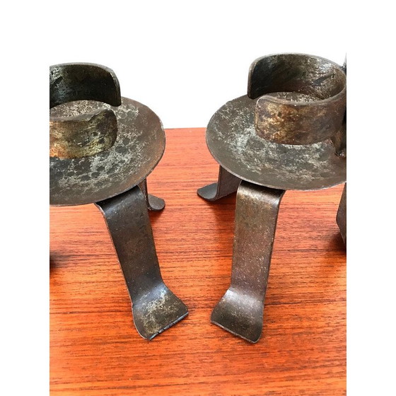 Image 1 of Coppia di candelieri d'epoca Popular Art in ferro battuto, 1970