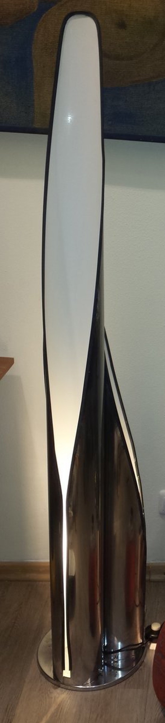 Image 1 of Lámpara de pie italiana de metal escultural con tres columnas de luz