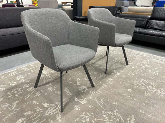 Image 1 of 2 chaises de salle à manger Rolf Benz 620 tissu gris