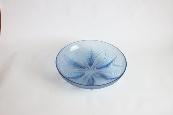 Image 1 of Verlys Blue Glass Papyrus Bowl, France 1930S