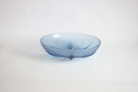 Image 1 of Verlys Blue Glass Papyrus Bowl, France 1930S