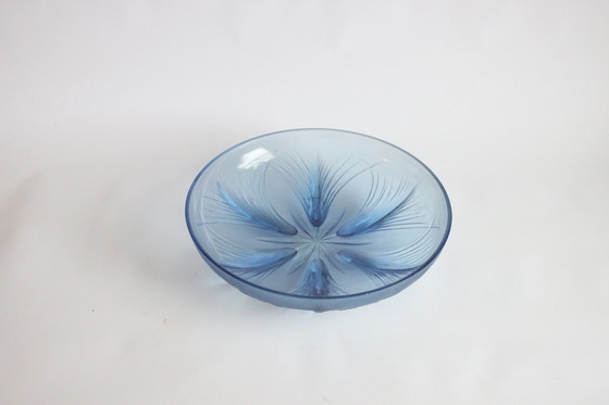 Image 1 of Verlys Blue Glass Papyrus Bowl, France 1930S