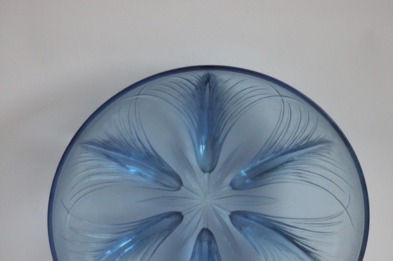 Image 1 of Verlys Blue Glass Papyrus Bowl, France 1930S