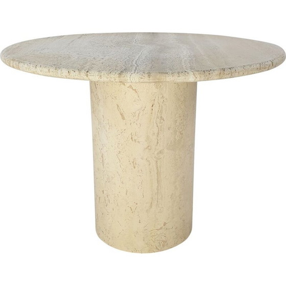 Image 1 of Tavolino da caffè vintage in travertino fatto a mano, Italia 1980