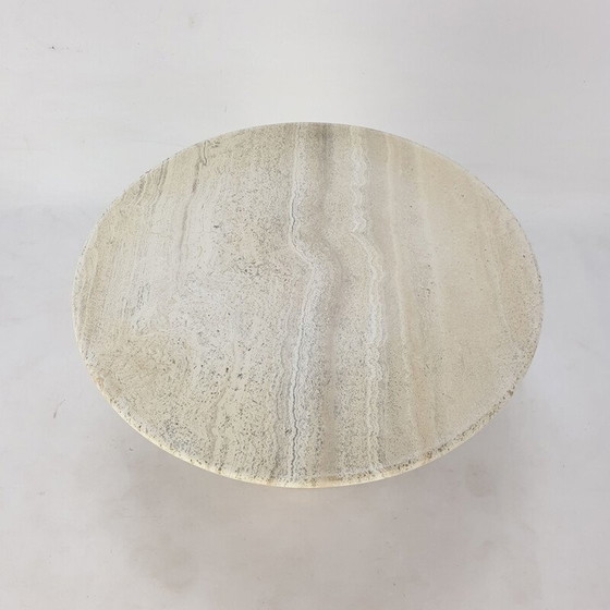 Image 1 of Tavolino da caffè vintage in travertino fatto a mano, Italia 1980