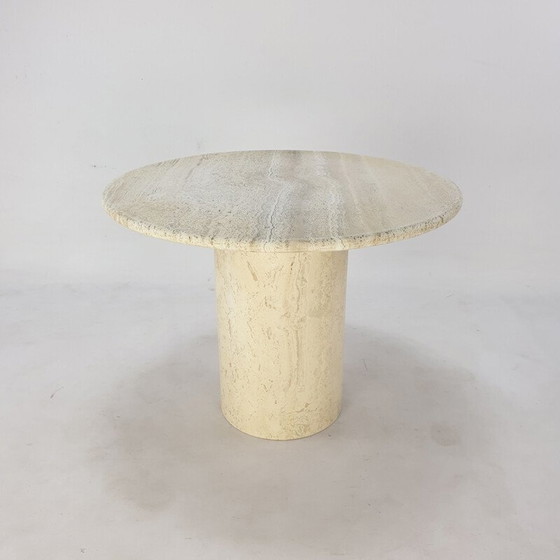Image 1 of Tavolino da caffè vintage in travertino fatto a mano, Italia 1980