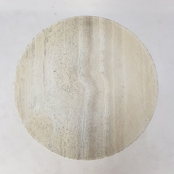Image 1 of Tavolino da caffè vintage in travertino fatto a mano, Italia 1980