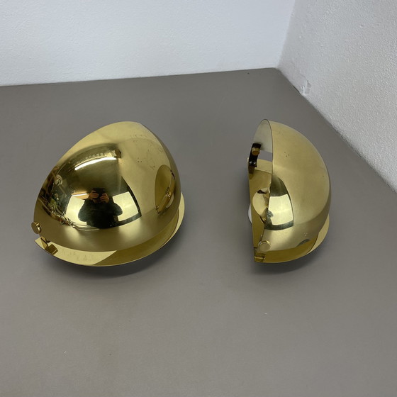 Image 1 of Set di 2 applique da parete minimaliste in ottone in stile Sciolari, Italia anni '80